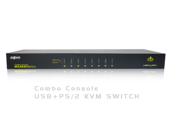 8Port USB+PS/2 KVM Switch1UMetal